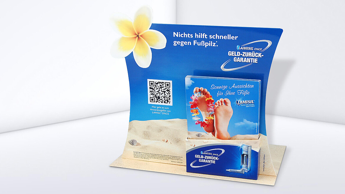 Prostokątny display naladowy z kształtem kwiatu i prospektami