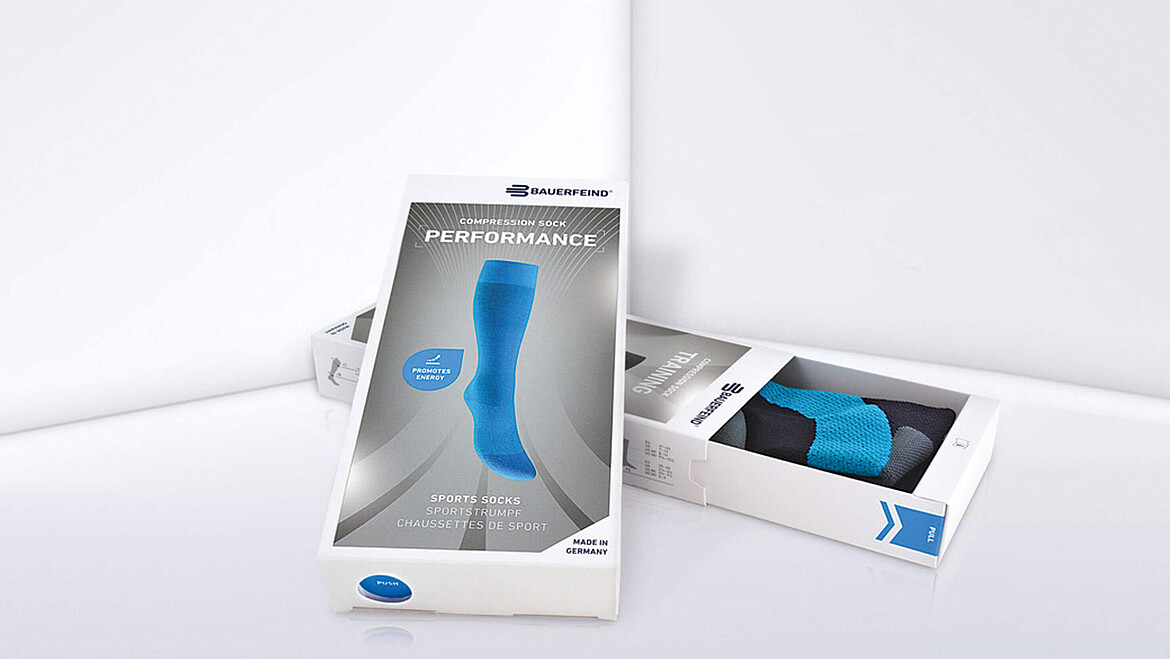 Pudełko wysuwane z nadrukiem na skarpetki sportowe