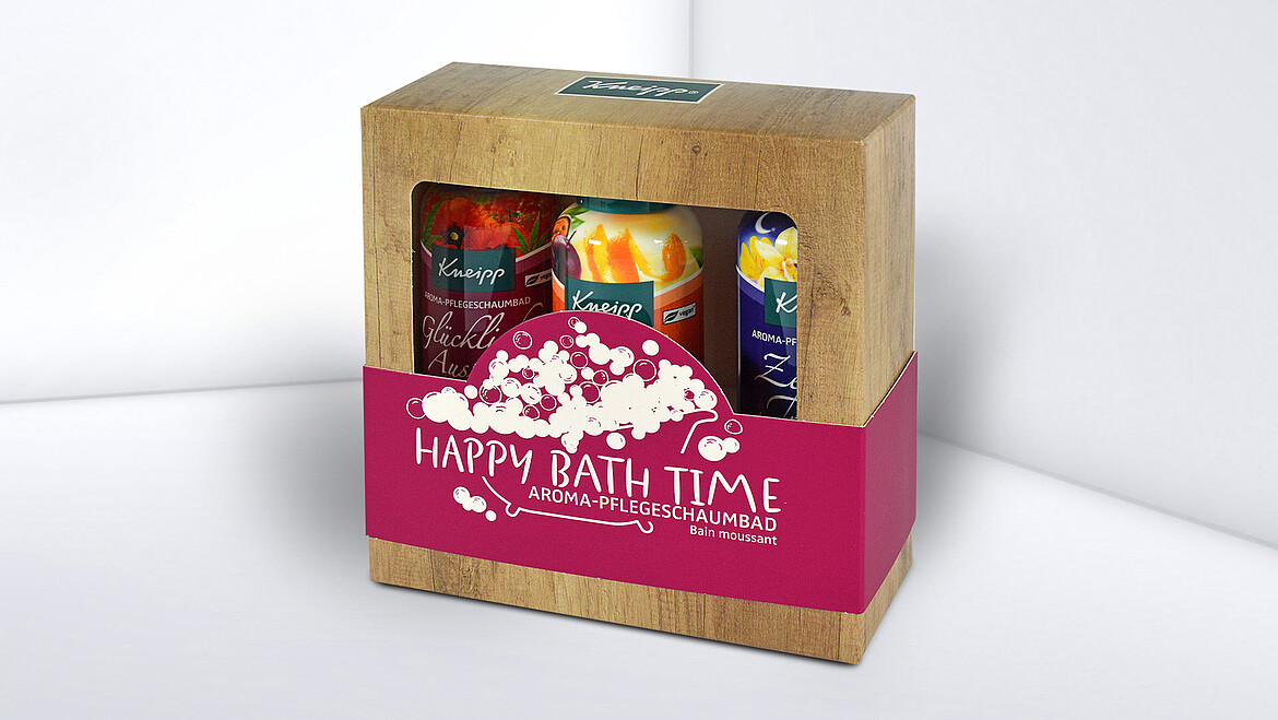 Otwarte pudełko składane z banderolą