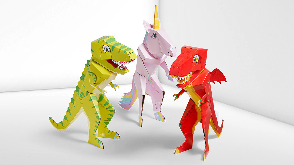 Rożki pierwszoklasisty w kształcie dinozaura, smoka i jednorożca